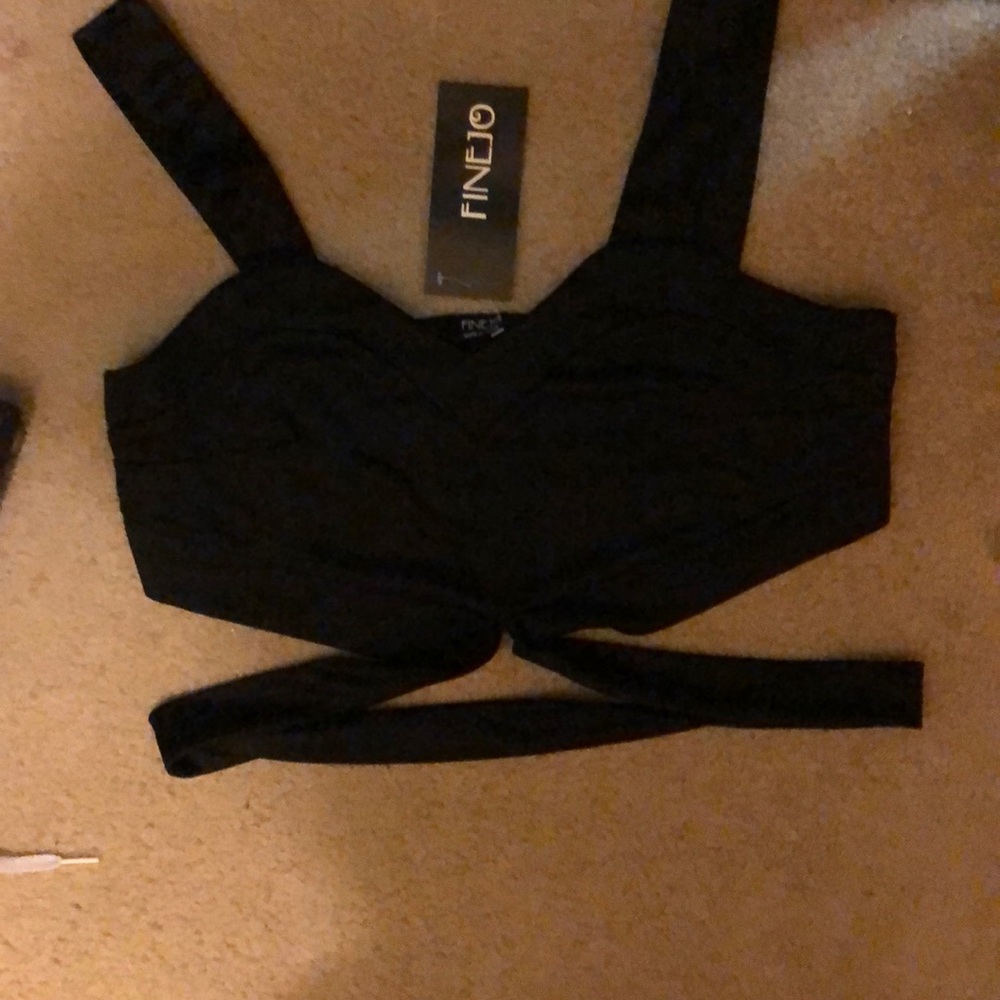 NWT”FINEJO BLACK SEXY BRA W A SEXY STRAP MED/LRG - Picture 2 of 2